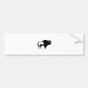 Adesivo Para Carro Woodcut americano do lado do búfalo preto e branc