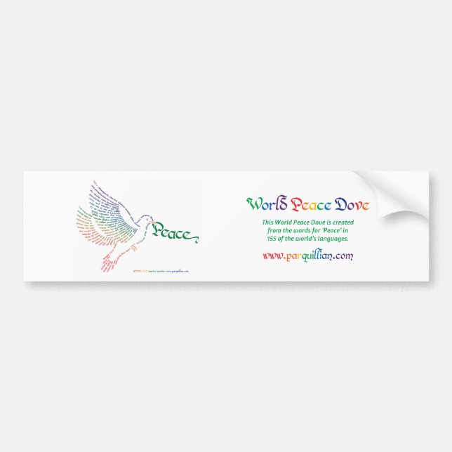 Adesivo Para Carro World Peace Dove Bumpersticker (Frente)