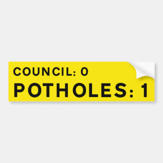 Adesivo Para Carro YELLOW Pothole Bumper Sticker Council 0-Potholes 1