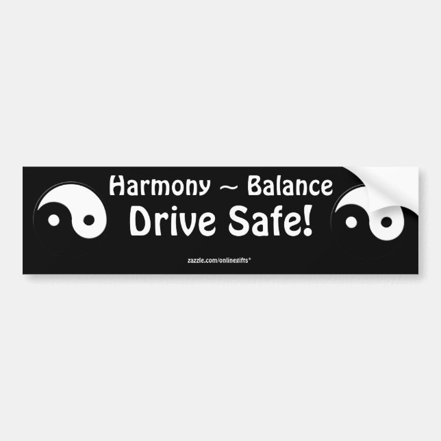 Adesivo Para Carro Yin Yang Drive Safe Bumpersticker (Frente)