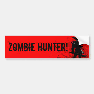Adesivo Para Carro ZOMBIE HUNTER! - para-choques vermelhos