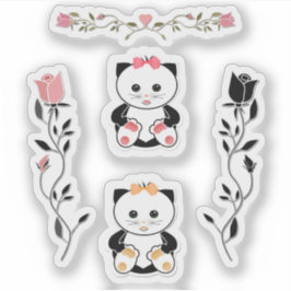 Adesivo Para crianças, pequenos gatinhos, gatos, rosa e pr