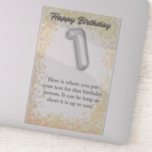 Adesivo Parabéns, vinheta de 1 ano