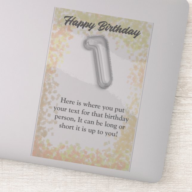 Adesivo Parabéns, vinheta de 1 ano (Detalhe)