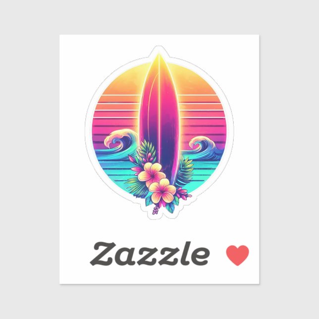 Adesivo Paraíso no surfboard sunset- (Folha)