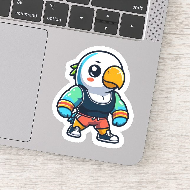 Adesivo Parakeet Gym Bro Sticker (Detalhe)