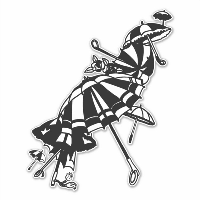Adesivo parasóis voadores Umbrellas Ink art Ilustração (Frente)
