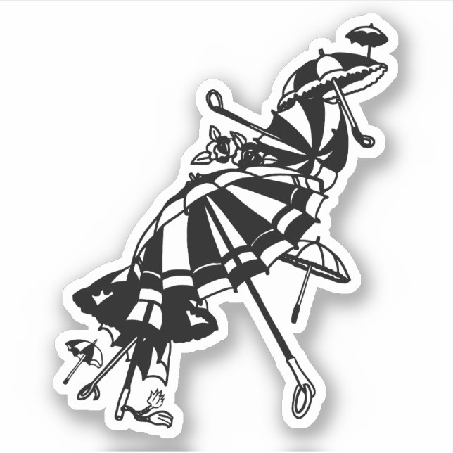 Adesivo parasóis voadores Umbrellas Ink art Ilustração (Frente)