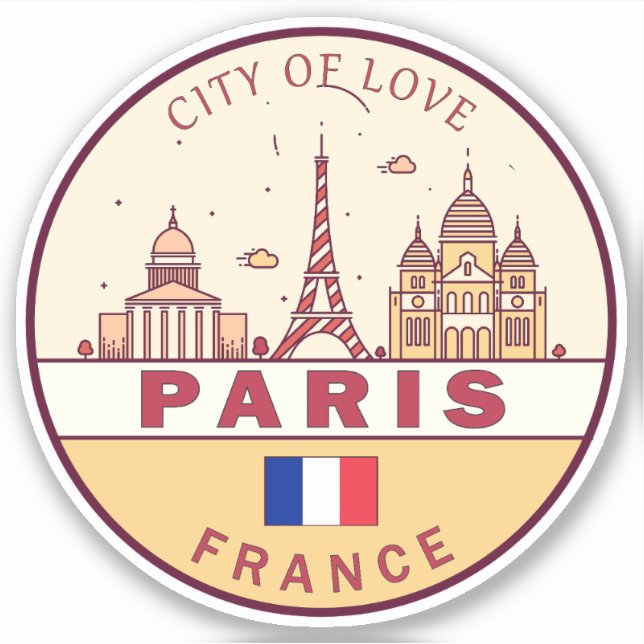 Adesivo Paris França City Skyline Emblem (Frente)