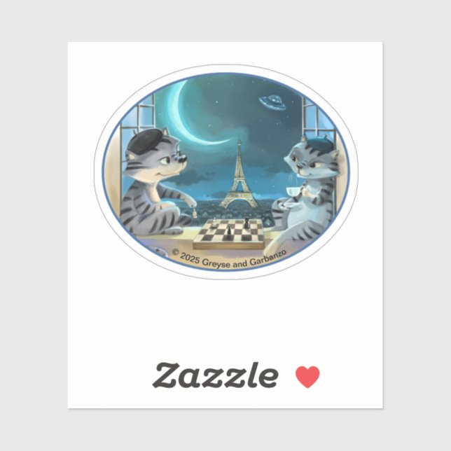 Adesivo Paris no Night Oval Vinyl Sticker - Happy (Var) (Folha)