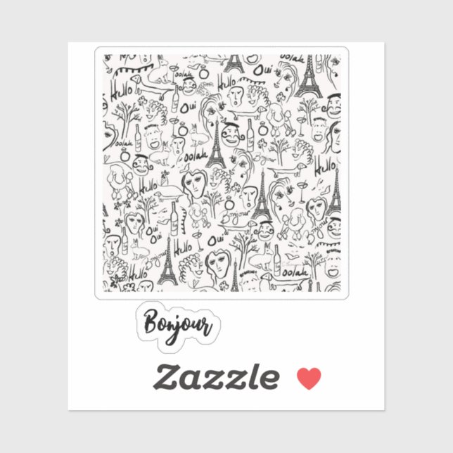 Adesivo Paris Street Scene Bonjour por © Cathy Thompson (Folha)