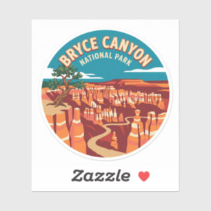 Adesivo Parque Nacional Bryce Canyon Arte de Viagem Retro