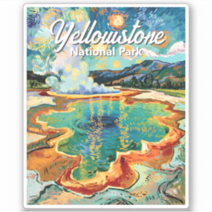 Adesivo Parque Nacional Colorido Yellowstone Van Gogh Retr