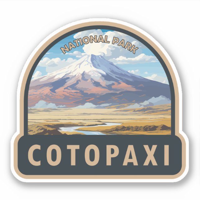 Adesivo Parque Nacional Cotopaxi Viagem Art Vintage, Equad (Frente)