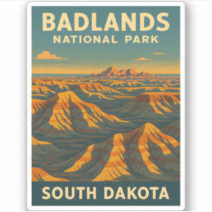 Adesivo Parque Nacional das Badlands viagens vintage Dakot