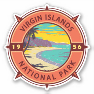 Adesivo Parque Nacional das Ilhas Virgens - Emblem Retro C
