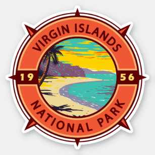 Adesivo Parque Nacional das Ilhas Virgens - Emblem Retro C