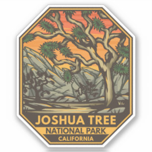 Adesivo Parque Nacional de Joshua Tree Sunset Retro Emblem