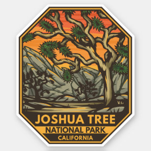 Adesivo Parque Nacional de Joshua Tree Sunset Retro Emblem