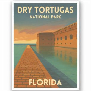 Adesivo Parque Nacional de Tortugas Seco, viagens vintage