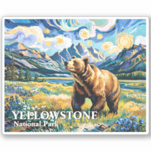 Adesivo Parque Nacional de Yellowstone Paisagem de Urso Va