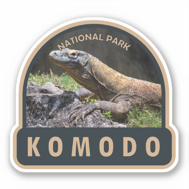 Adesivo Parque Nacional do Komodo, Indonésia Vintage (Frente)