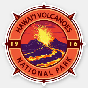 Adesivo Parque Nacional dos Vulcões do Havaí - Compass Ret