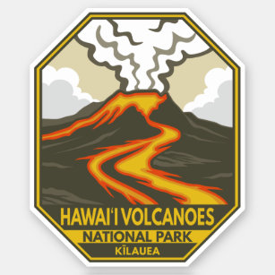 Adesivo Parque Nacional dos Vulcões do Havaí Kilauea Retro