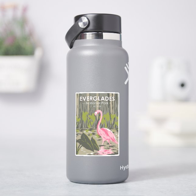 Adesivo Parque Nacional Everglades Flamingo Vintage, Flami (HidroFlask)