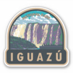 Adesivo Parque Nacional Iguazu Argentina Viagem Art Vintag<br><div class="desc">Design de arte vetorial do Parque Nacional Iguazu. No parque do rio Iguazú,  as famosas cataratas do Iguazú abarcam muitas cascatas separadas,  incluindo a icônica Garganta del Diablo ou "Throat do Diabo".</div>