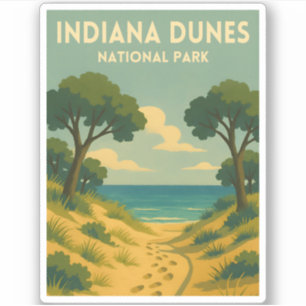 Adesivo Parque Nacional Indiana Dunes Viagem Retro Vintage