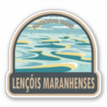 Adesivo Parque Nacional Lencois Maranhenses Brasil Vintage<br><div class="desc">Lencois Maranhenses National Park vetor art design. É conhecida por sua vasta paisagem desértica de dunas brancas e altas e lagunas sazonais de água da chuva.</div>