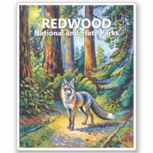 Adesivo Parque Nacional Redwood Van Gogh Floresta Raposa P