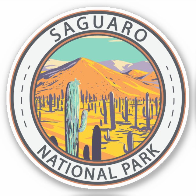 Adesivo Parque Nacional Saguaro Cactos Em Primavera Crachá (Frente)
