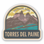 Adesivo Parque Nacional Torres del Paine Chile Art Vintage<br><div class="desc">Torres Del Paine National Park vetor art design. O Parque Nacional de Torres del Paine,  na região da Patagônia,  no Chile,  é conhecido pelas suas montanhas em alta altitude e por icebergs azuis brilhantes.</div>