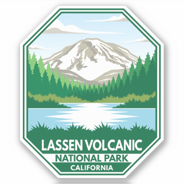 Adesivo Parque Nacional Vulcânico Lassen - Emblema Retroat (Frente)