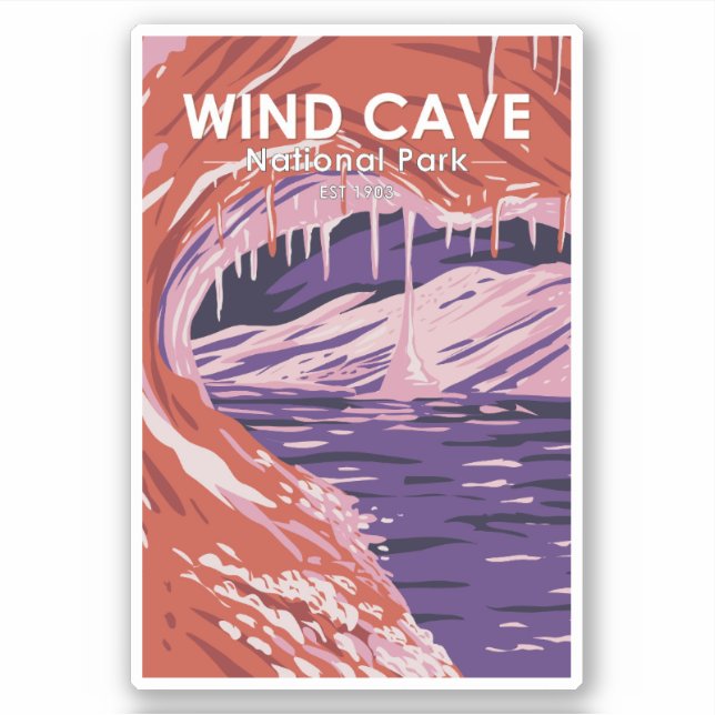 Adesivo Parque Nacional Wind Cave South Dakota Vintage (Frente)