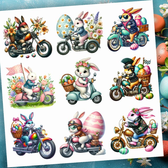 Adesivo Páscoa Biker Bunnies 1 (Criador carregado)