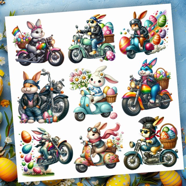 Adesivo Páscoa Biker Bunnies Conjunto 2 (Criador carregado)