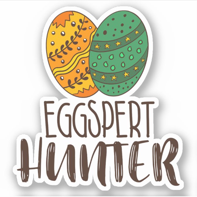 Adesivo Páscoa Pun Eggspert Hunter Dizendo Humor Engraçado (Frente)