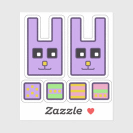 Adesivo Páscoa quadrada de vinil de coelho de páscoa