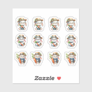 Adesivo Páscoas de coelhos machos Vestindo carroças e ócul