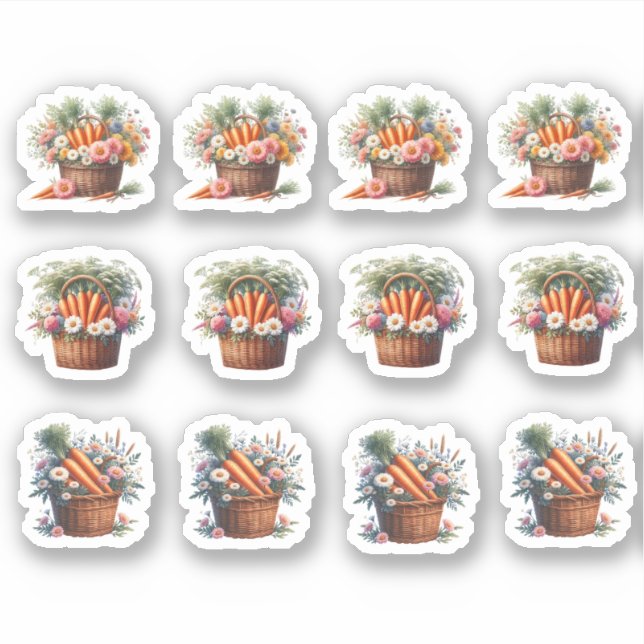 Adesivo Páscoas e flores numa cesta (Frente)