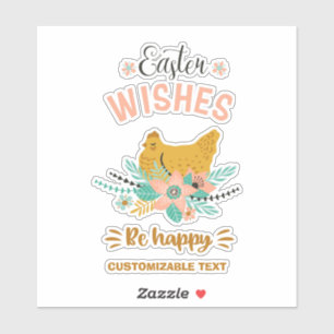 Adesivo Páscoas, flores e frango páscoa