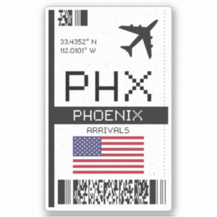 Adesivo Pass. PHX Phoenix - Viagem de Arizona