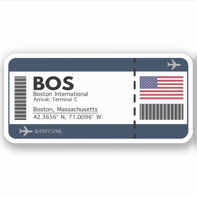 Adesivo Pass Sticker - Aeroporto BOS Boston (Frente)