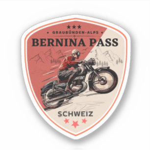 Adesivo passagem de Bernina pelas alpes suíças de moto
