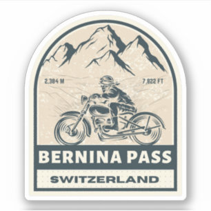 Adesivo passagem de Bernina pelas alpes suíças de moto