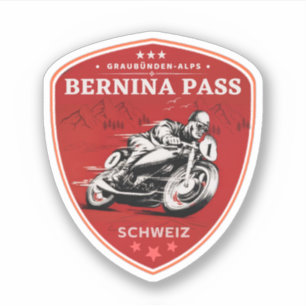 Adesivo passagem de Bernina pelas alpes suíças de moto