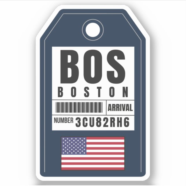 Adesivo Passagem de Boston a Bordo - Massachusetts BOS (Frente)